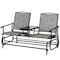 Gardenised Two Person Outdoor Double Swing Glider Chair Set with Center Tempered Glass Table QI004528 - alternate 1